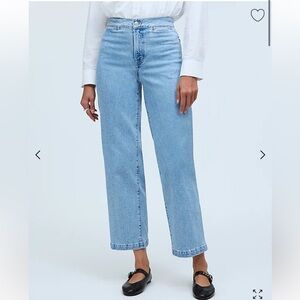 madewell petite emmett wide leg cropped jean in kieran wash. Size 25p